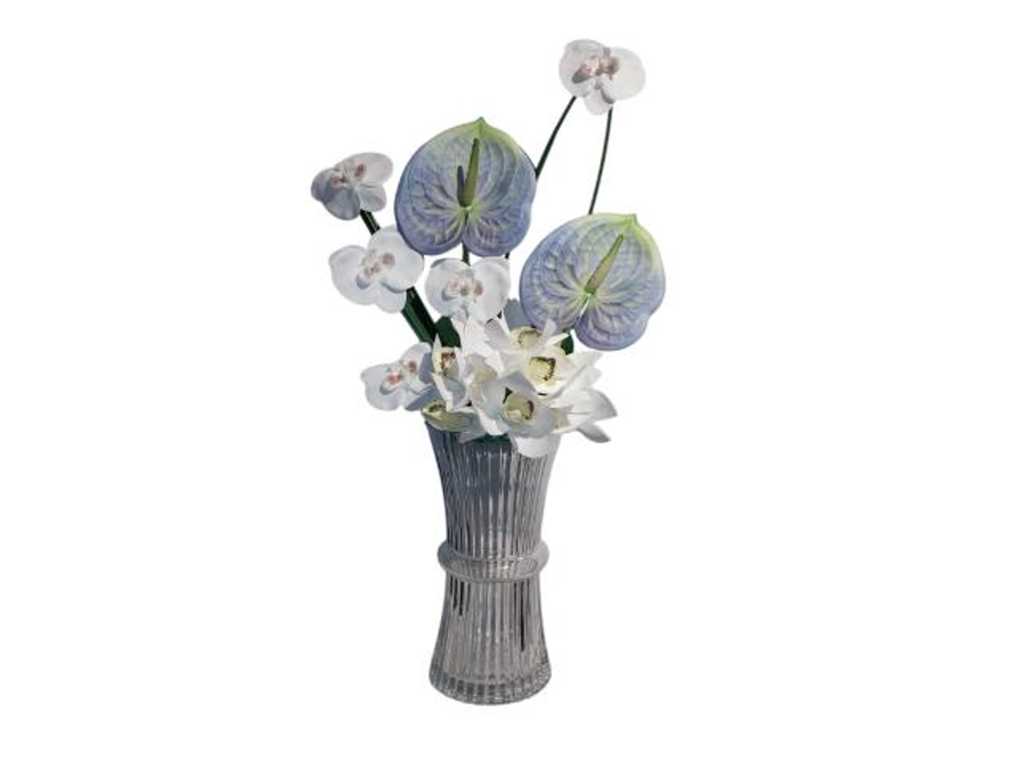 فازة اسطواني مع ورد صناعي