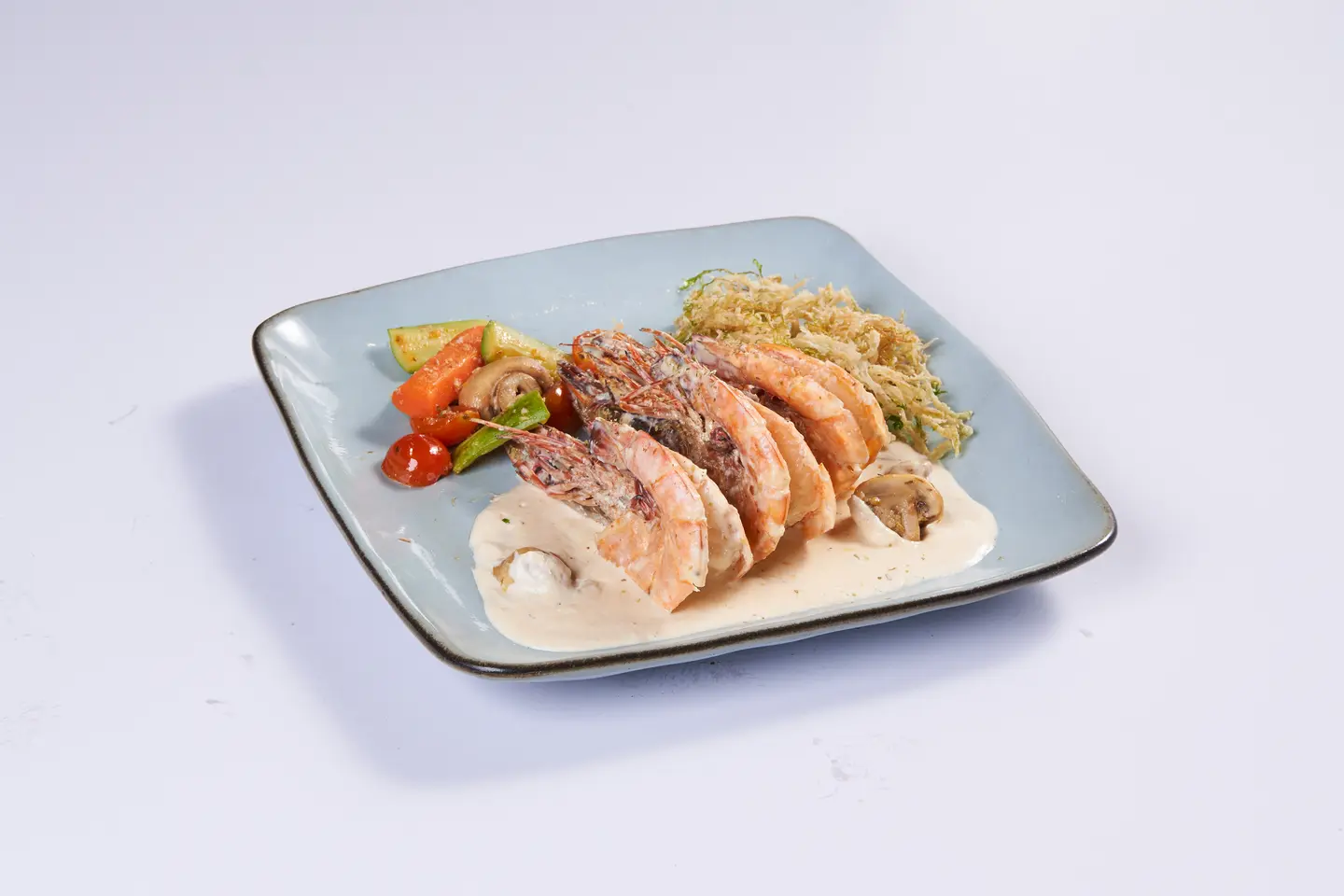 Jumbo Shrimp With Cream And Mushrooms