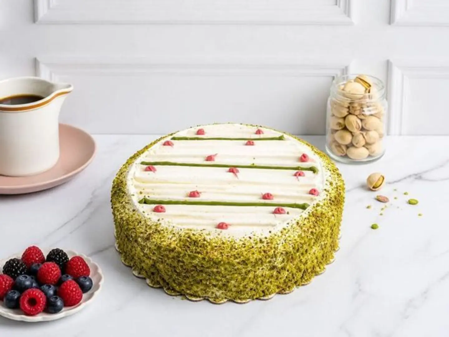 Strawberry Pistachio Ice Cream Cake