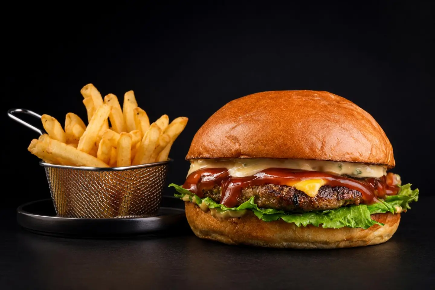 Beef Burger With Fries