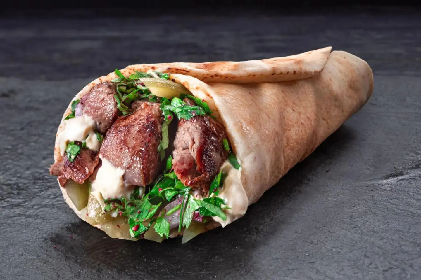 Hummus With Meat Sandwich