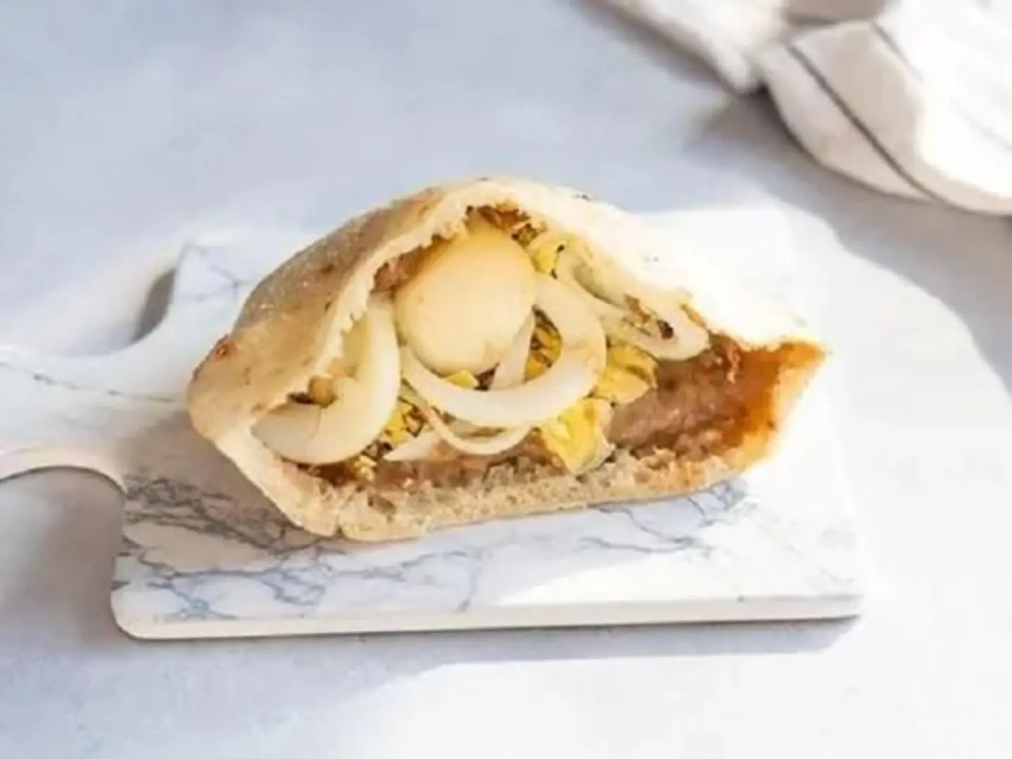 Foul With Falafel And Egg Sandwich