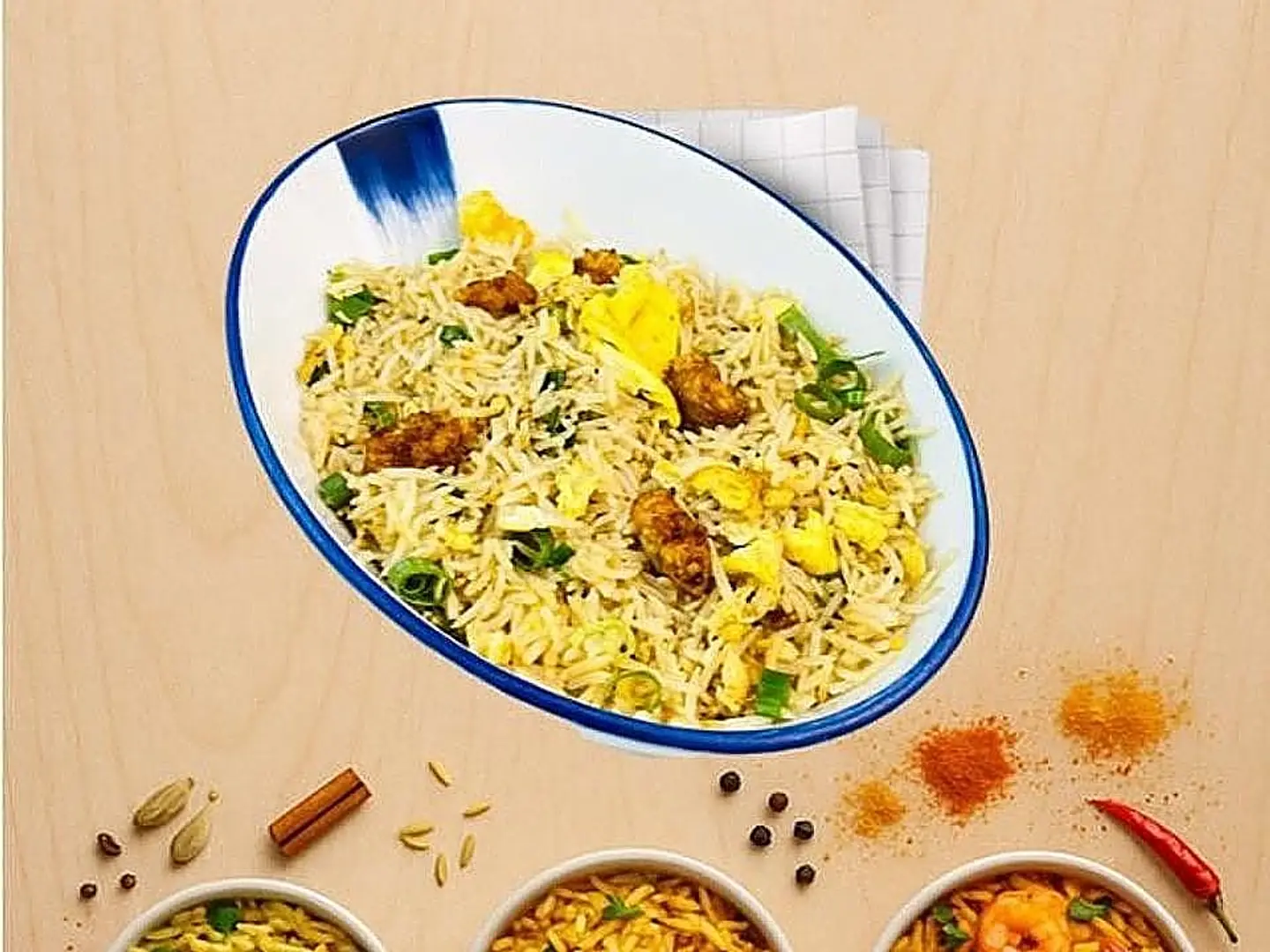 ارز مقلي مع الروبيان