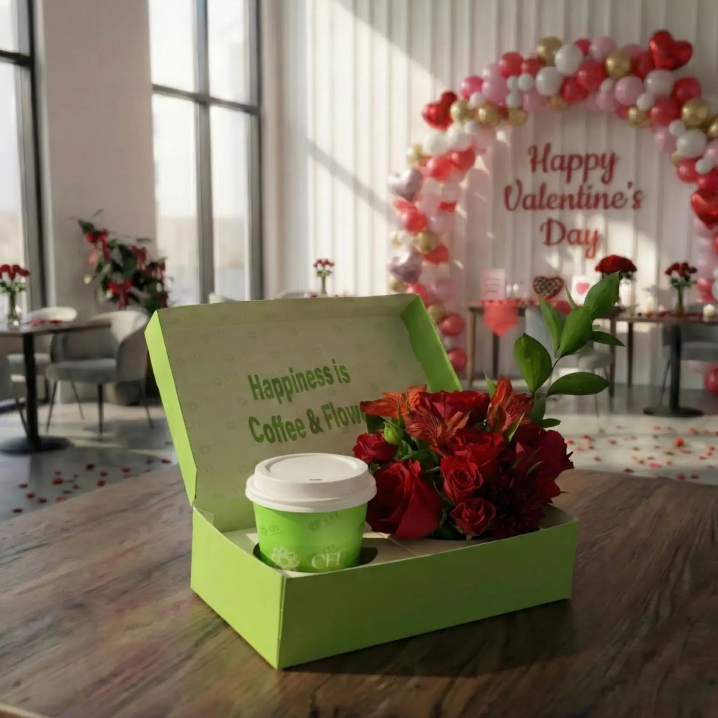 Valentine's Box ( Coffee & Flowers ) Medium