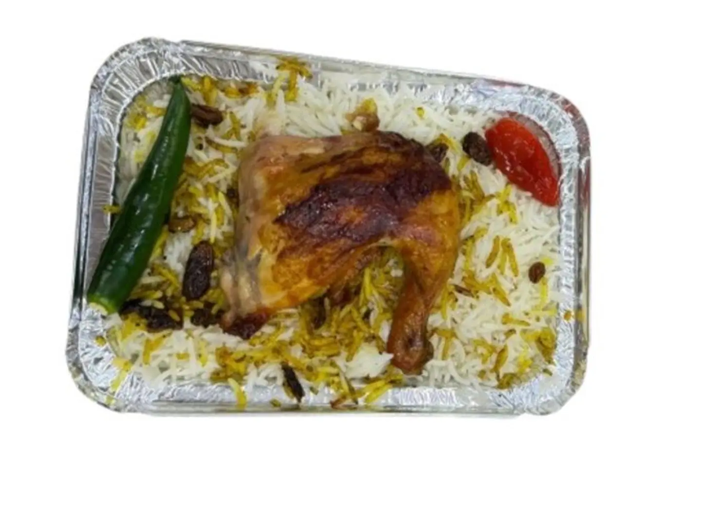 Quarter Chicken, Grilled, Traditional Rice