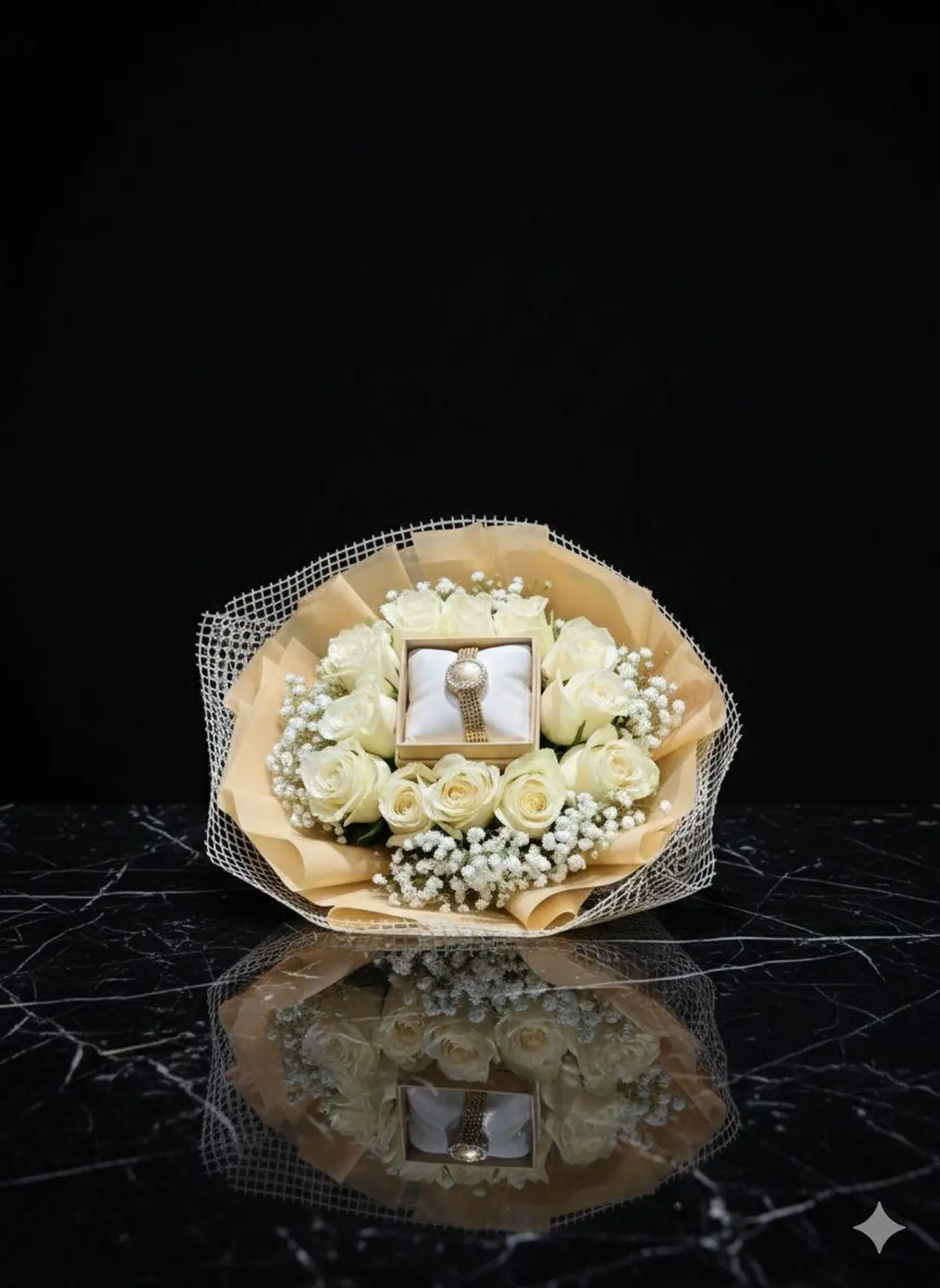 باقه ورد وهديه ساعه