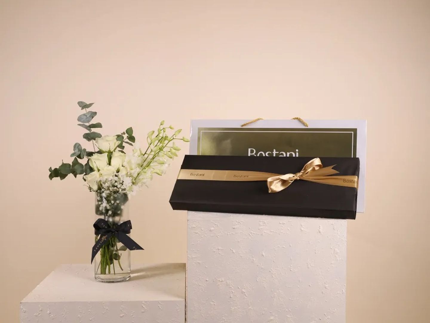 Thin Vase With A Box Of Chocolate From Bostani