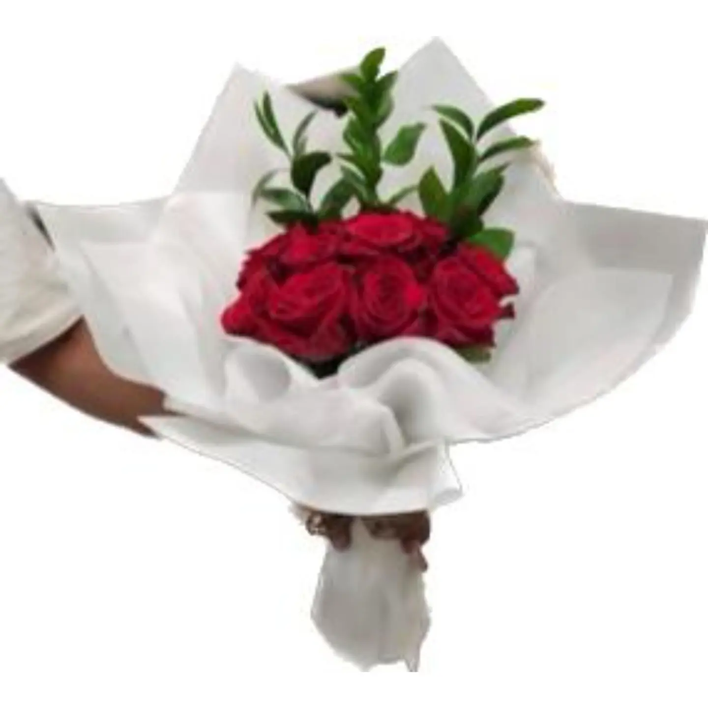 A Bouquet Of Red Roses, White Packaging, B30