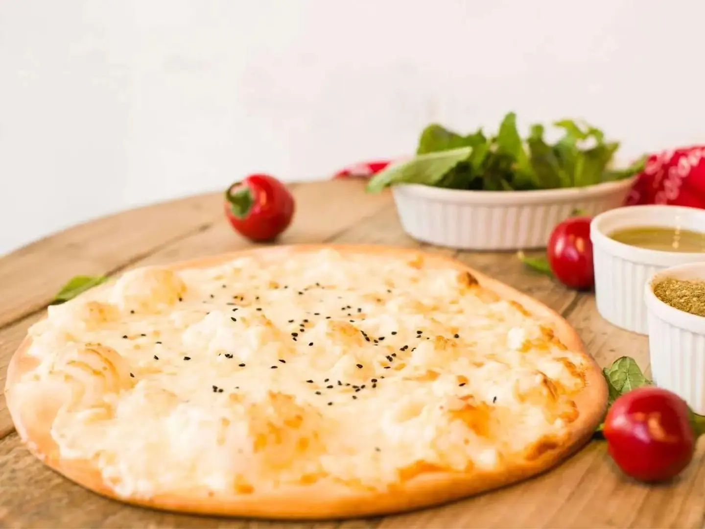 Mozzarella Cheese Manakish With Eggs