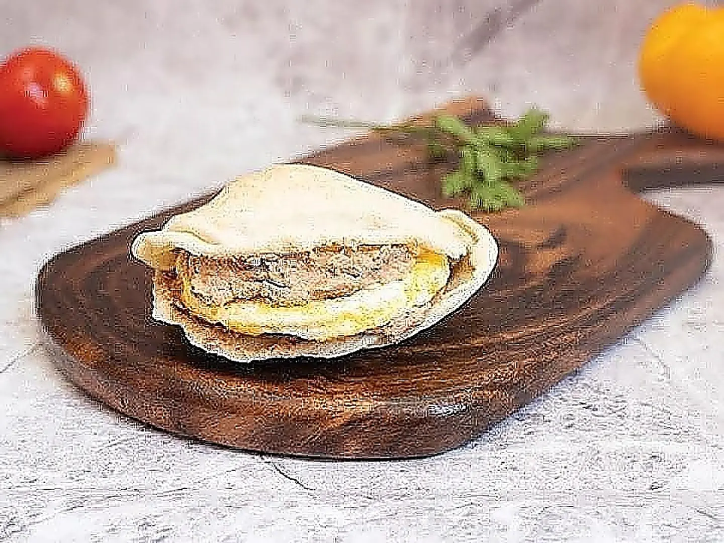 Foul And Eggs With Cheese Sandwich