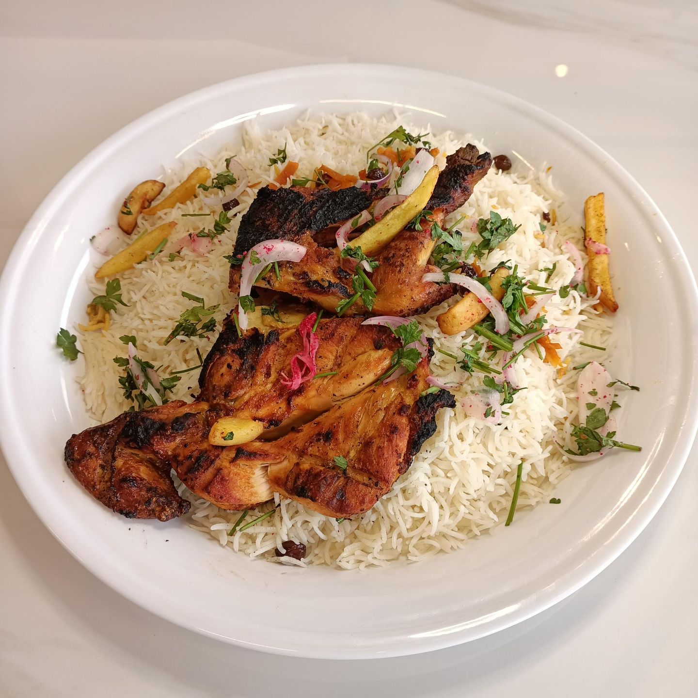 Half Charcoal Chicken With Rice
