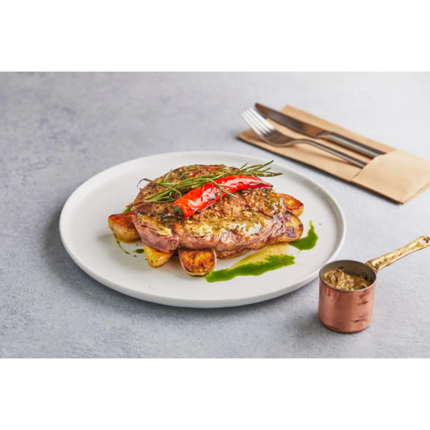 Classic Rib Eye Steak With Paris Sauce