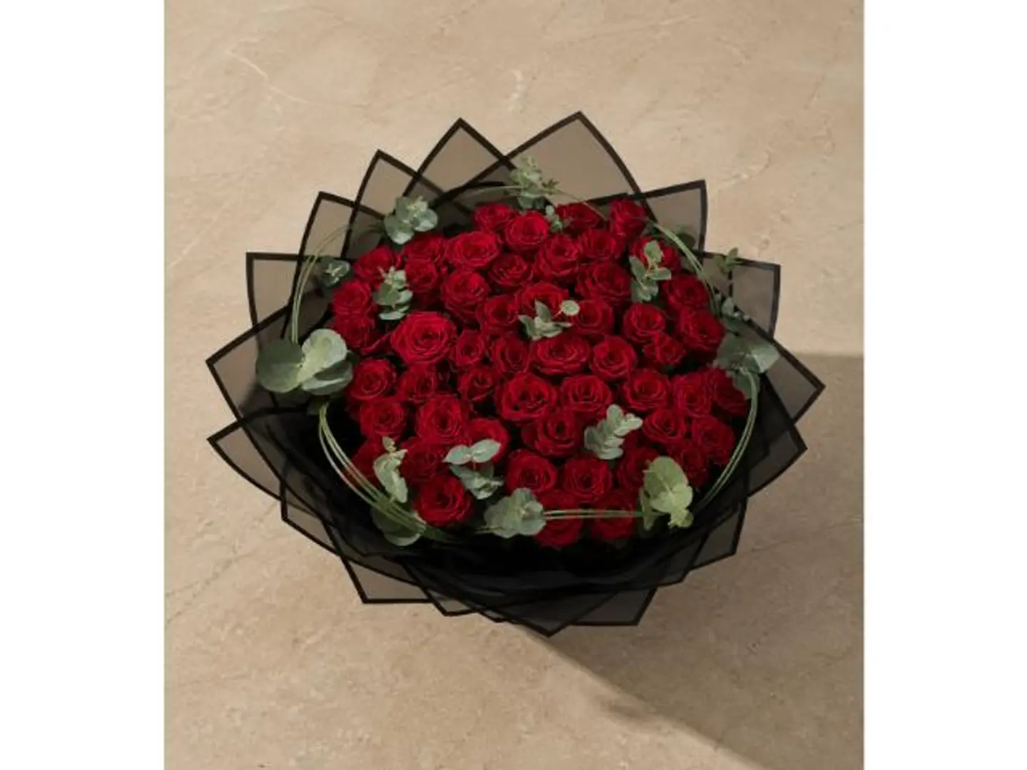 Red Rose Bouquet With Green Accessories