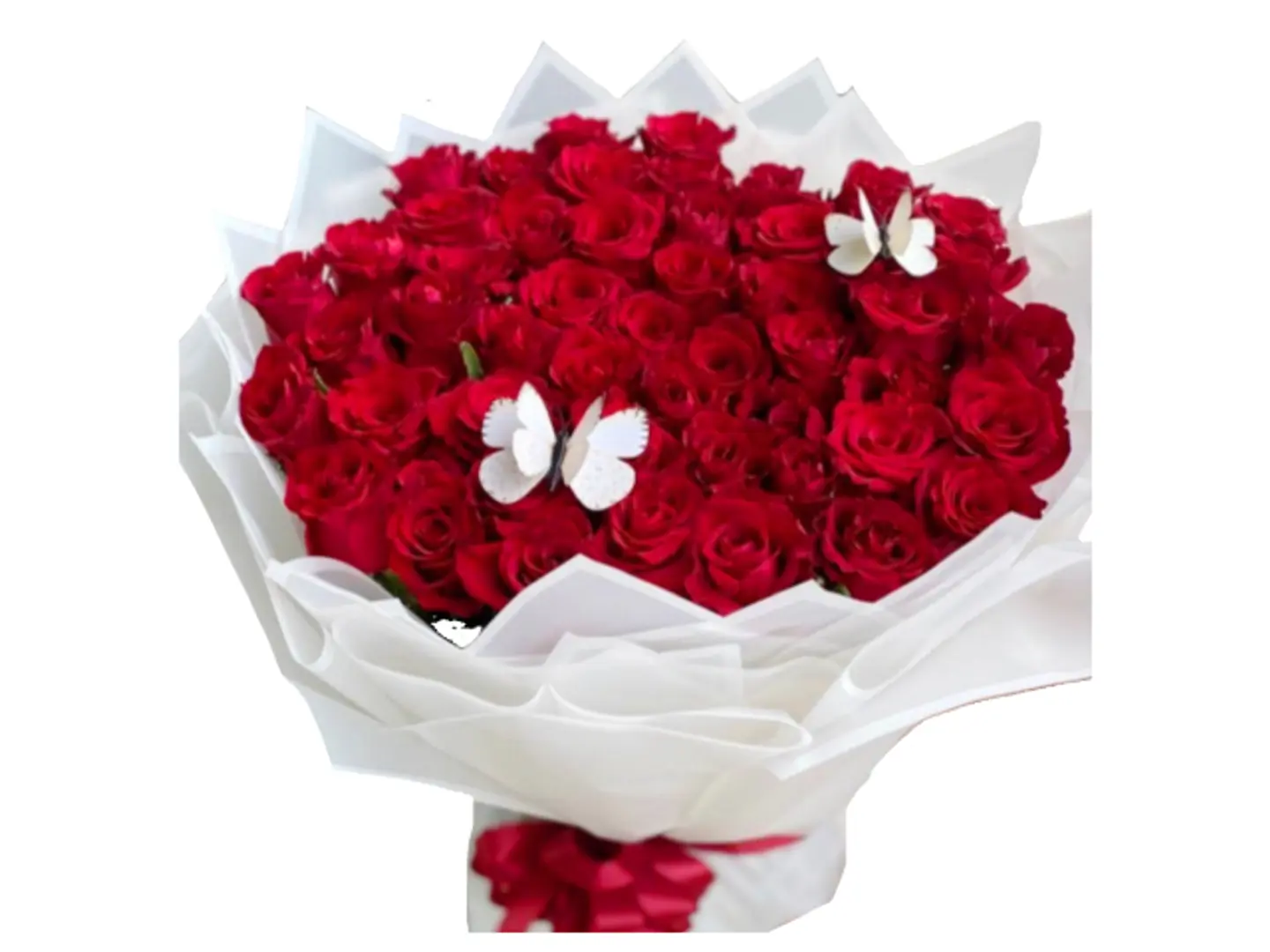 ٤- باقة روز أحمر مع الفراشات