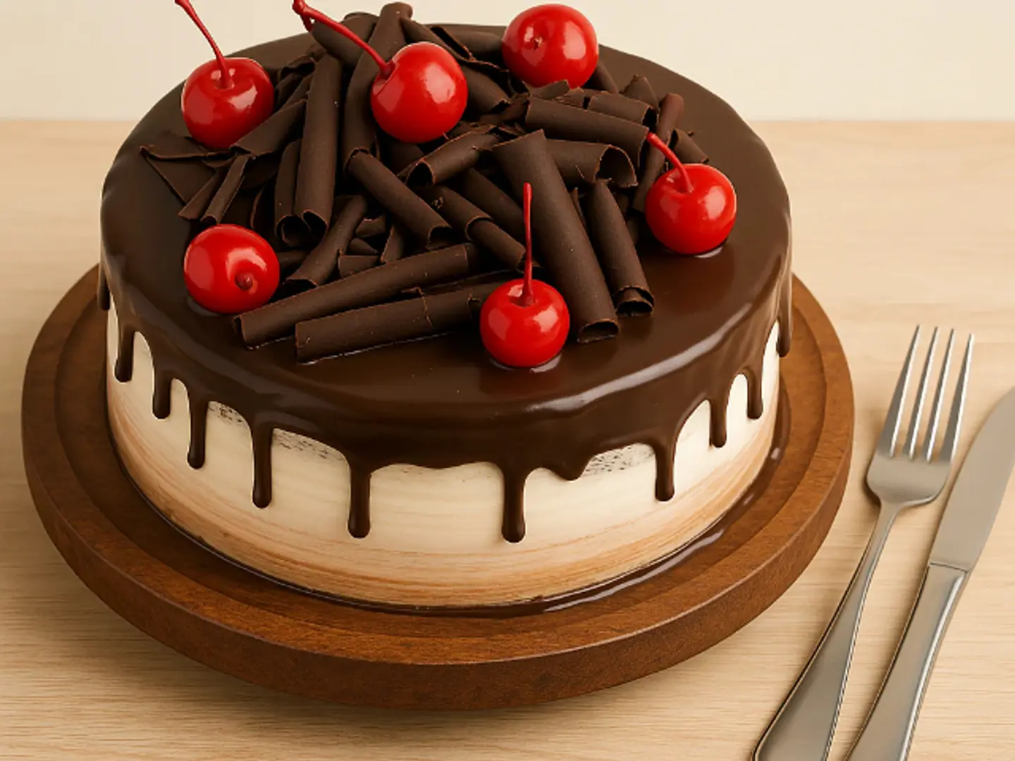 Delicate Black Forest Cake With Cherries