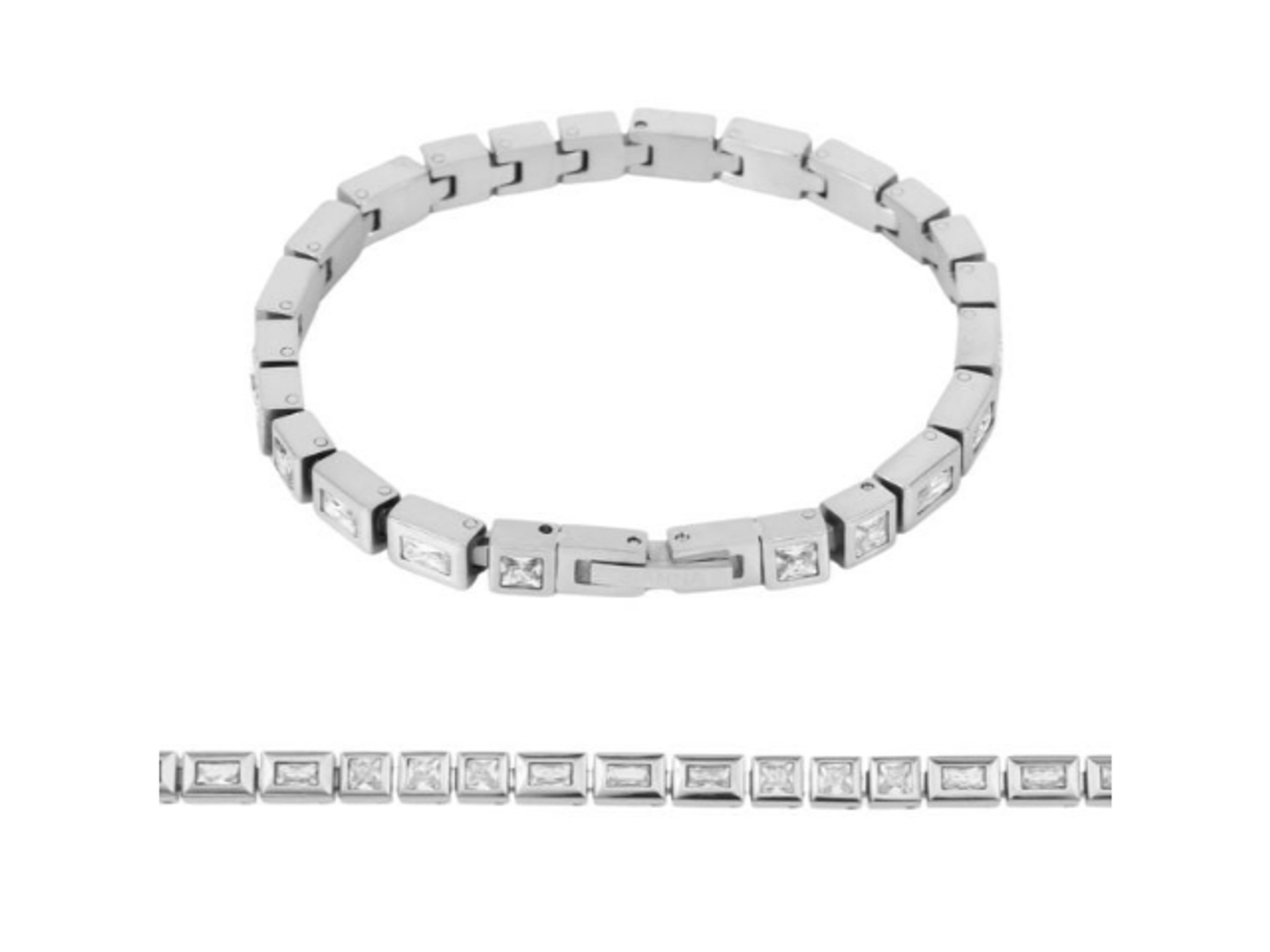 Serenity Square Silver Tennis Bracelet/   Small