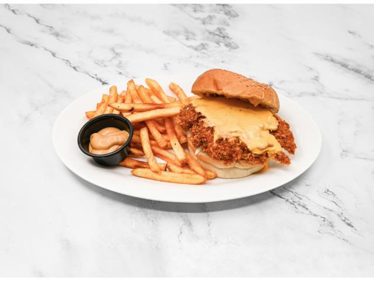 Crispy Chicken Burger With Fries