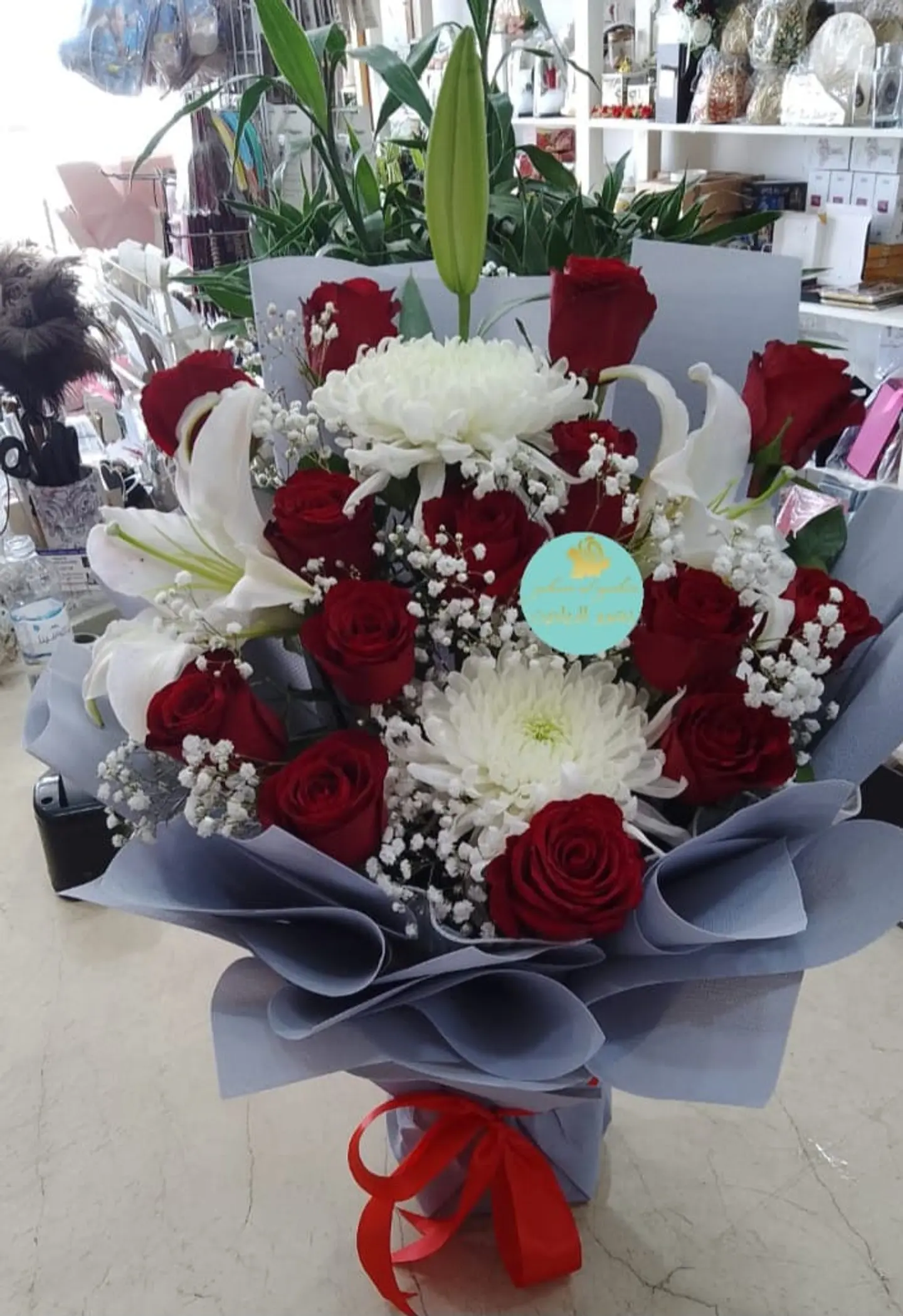 Red Rose With Deco And Casablanca Bouqet