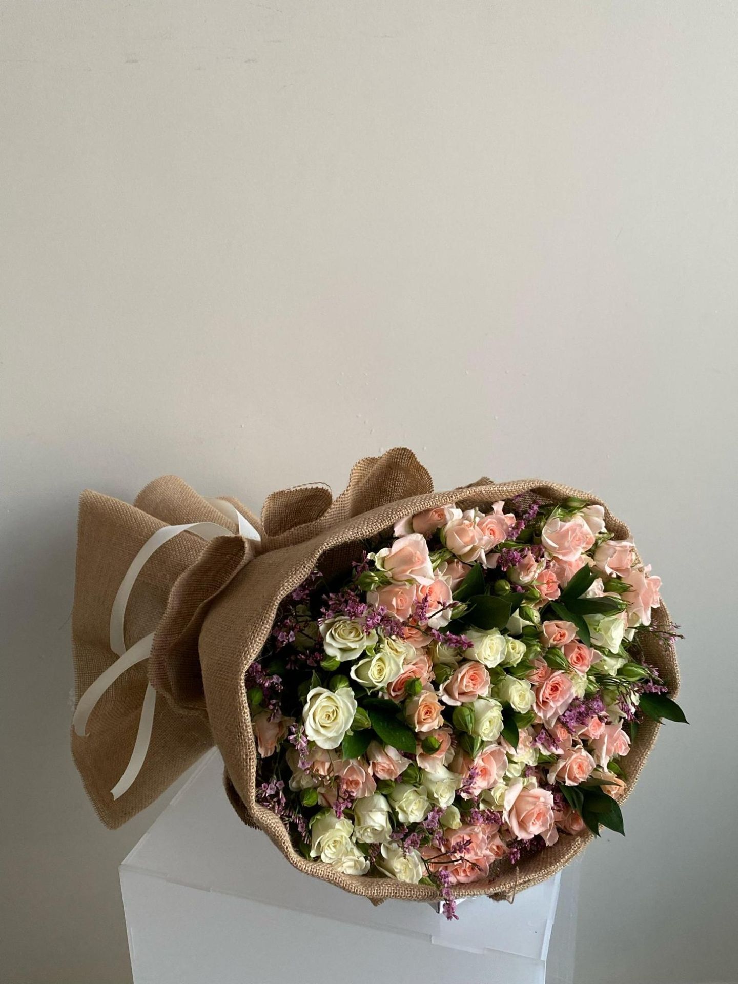 White And Pink Baby Roses Bouquet