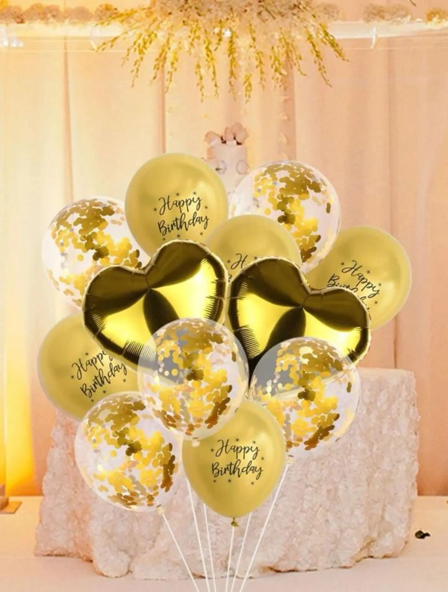Happy Birthday Set Balloon Gold 1