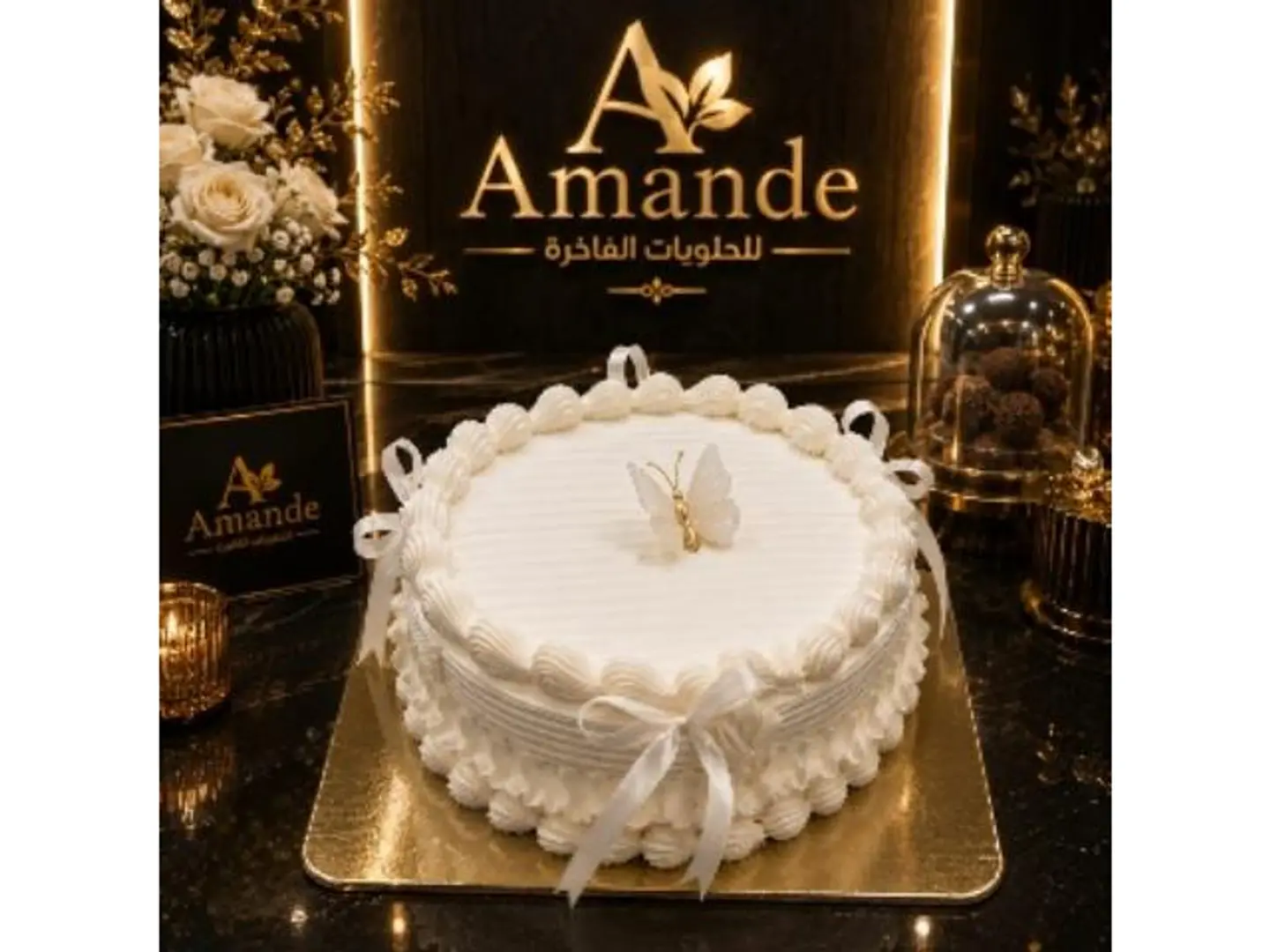 Medium Fancy Vanilla Black Forest Cake