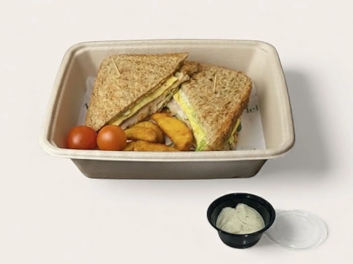 Club Sandwich With Wedges & Sauce