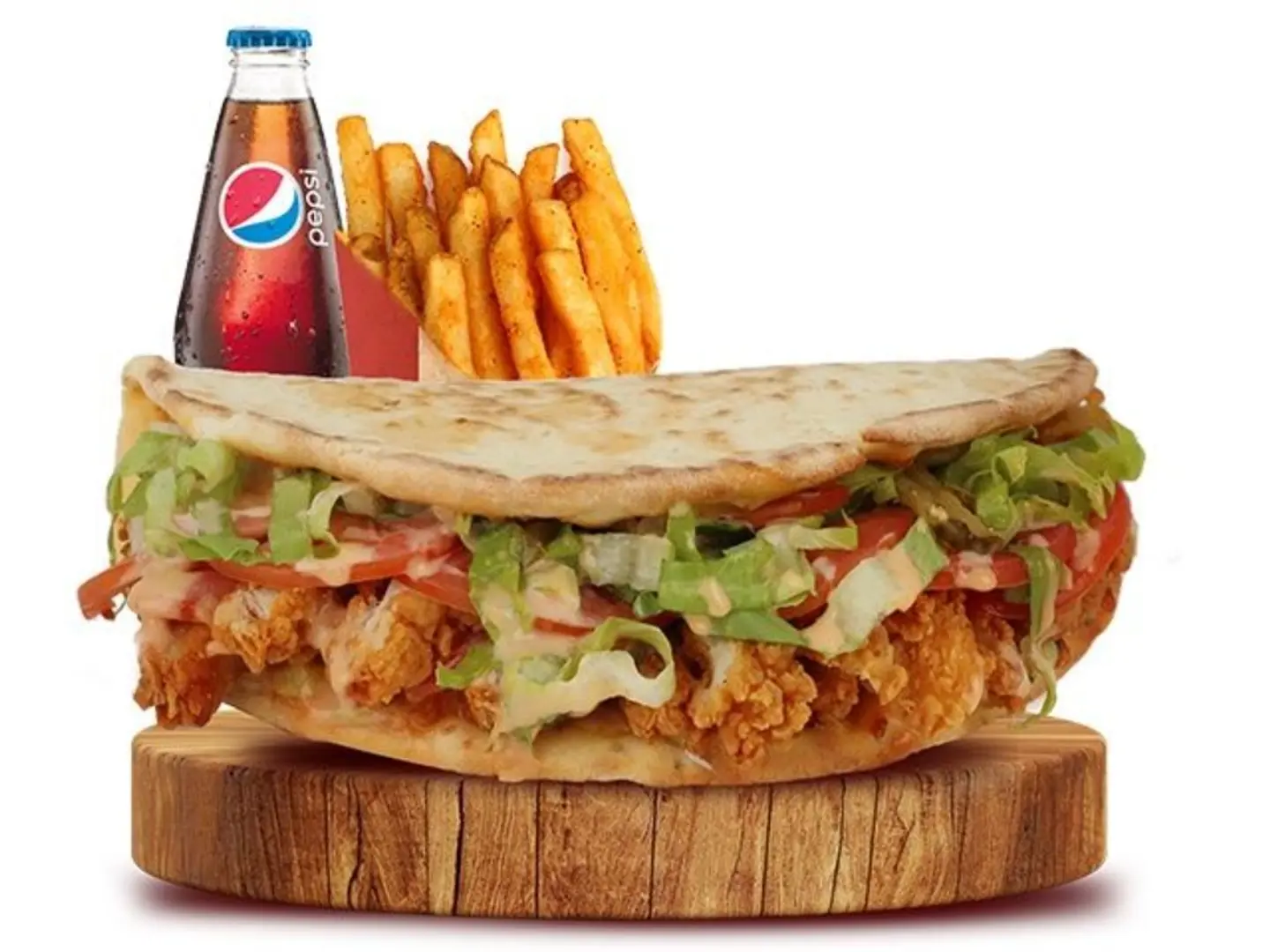 كالزوني دجاج مع بيبسي