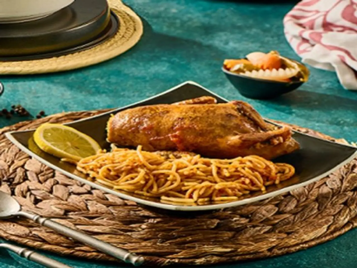 Freekeh Stuffed Pigeon Served With Béchamel Pasta & Orzo Soup