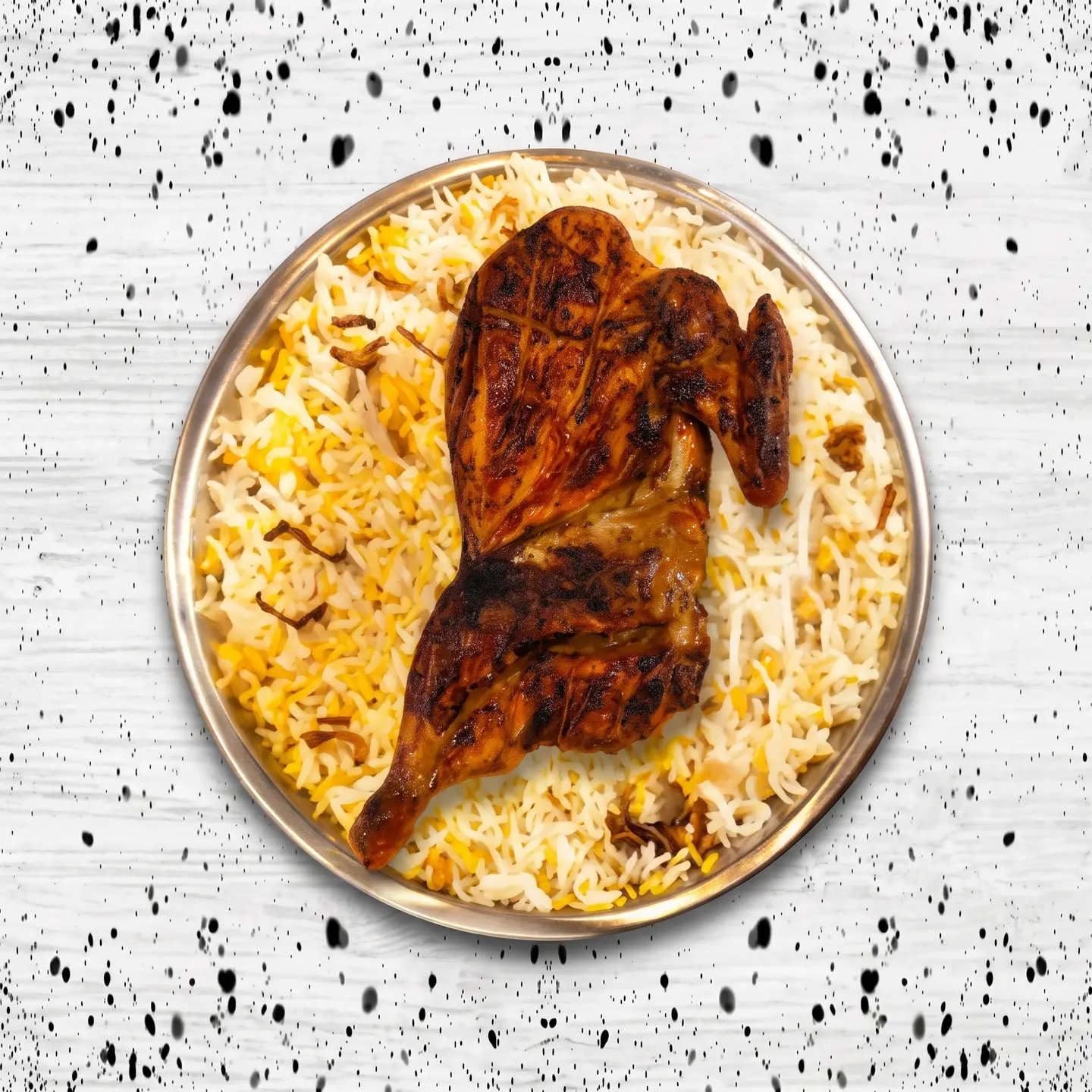 Half Chicken On Charcoal With Traditional Rice