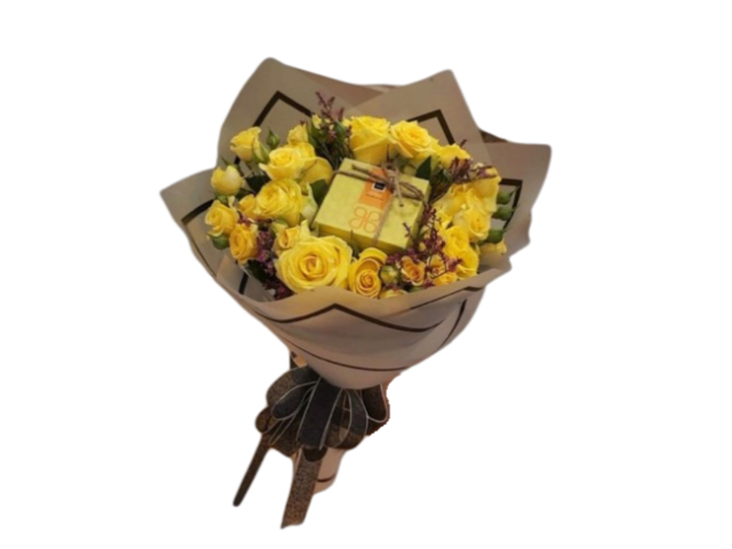 Yellow Roses Bouquet With Chocolate From Patchi