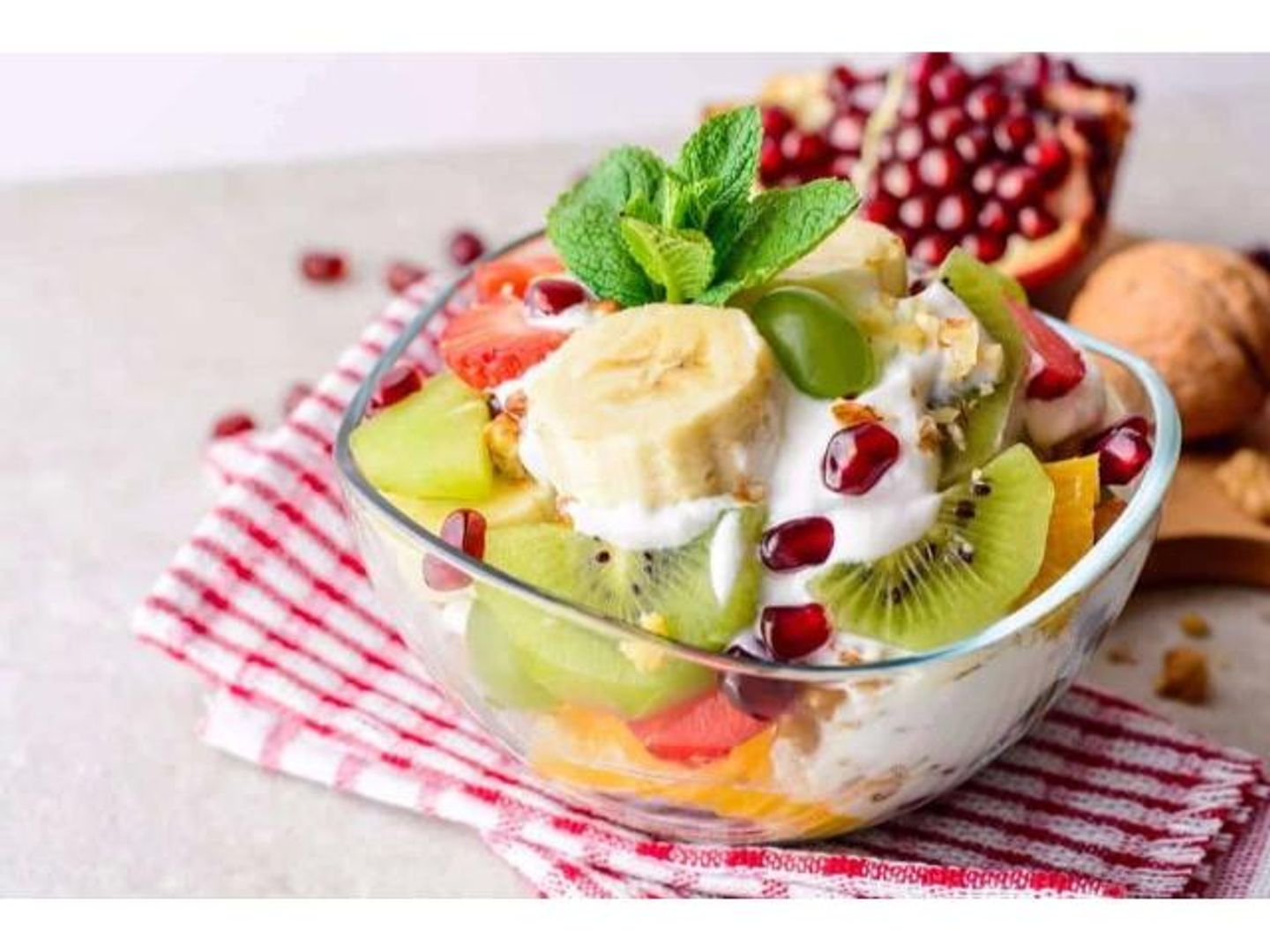Fresh Fruit Salad With Ice Cream