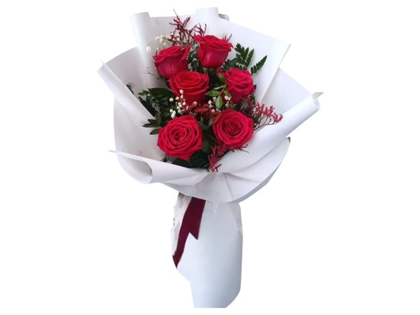 2012 Hand Bouquet With 6 Red Roses