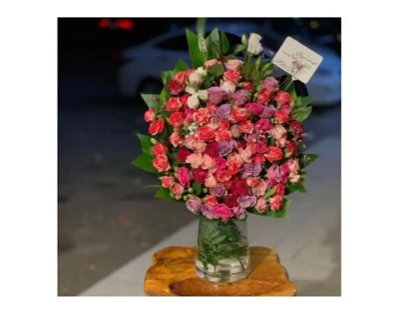 Transparent Vase With Pink Baby Rose