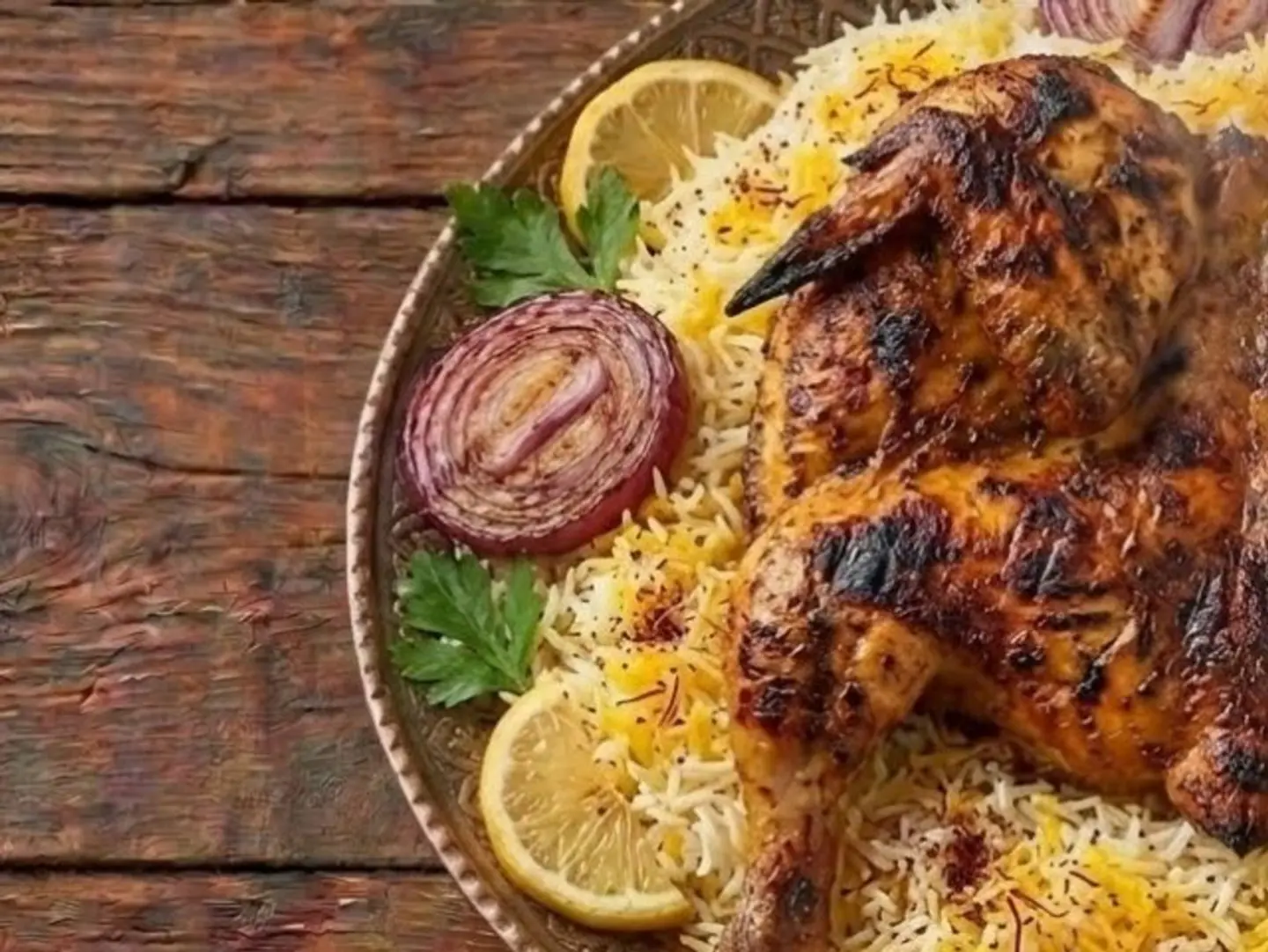 Half A Charcoal Grilled Chicken With Rice.