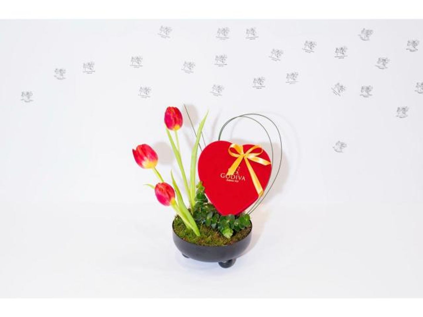 Godiva Chocolate With Red Tulips