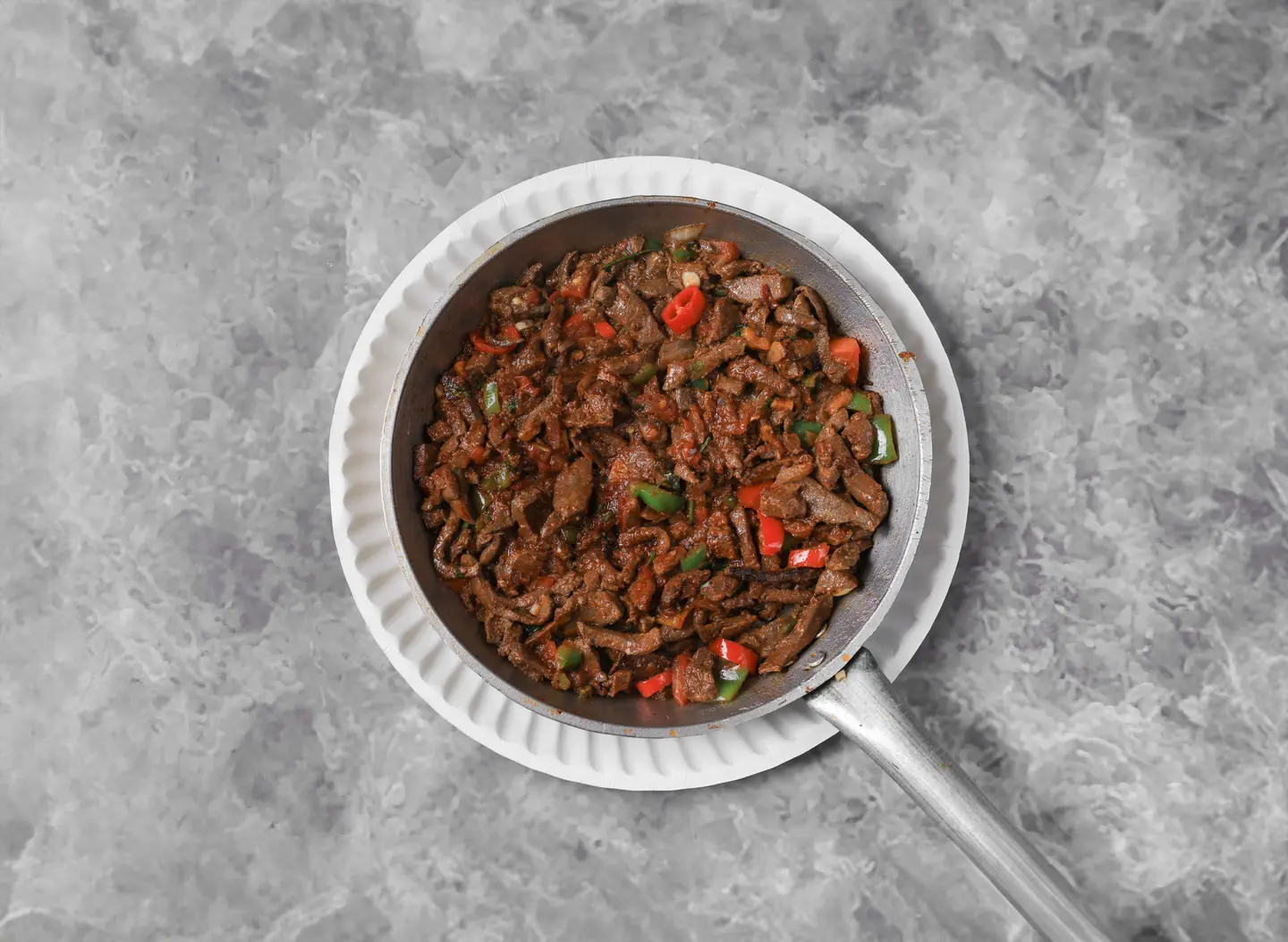 كبدة مع لحم مقلقل