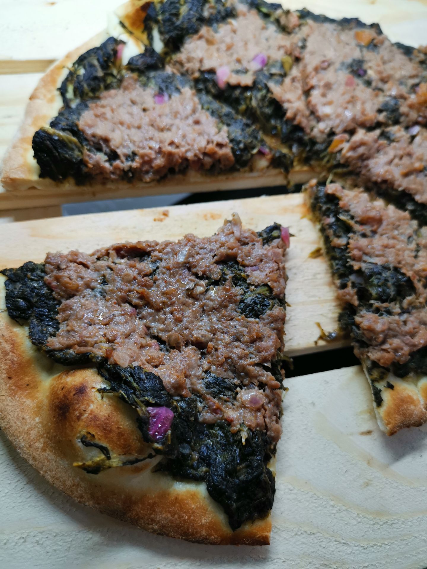 Spinach With Meat Pie