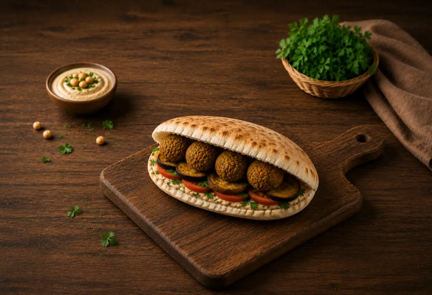 ساندوتش فلافل مع مقالي