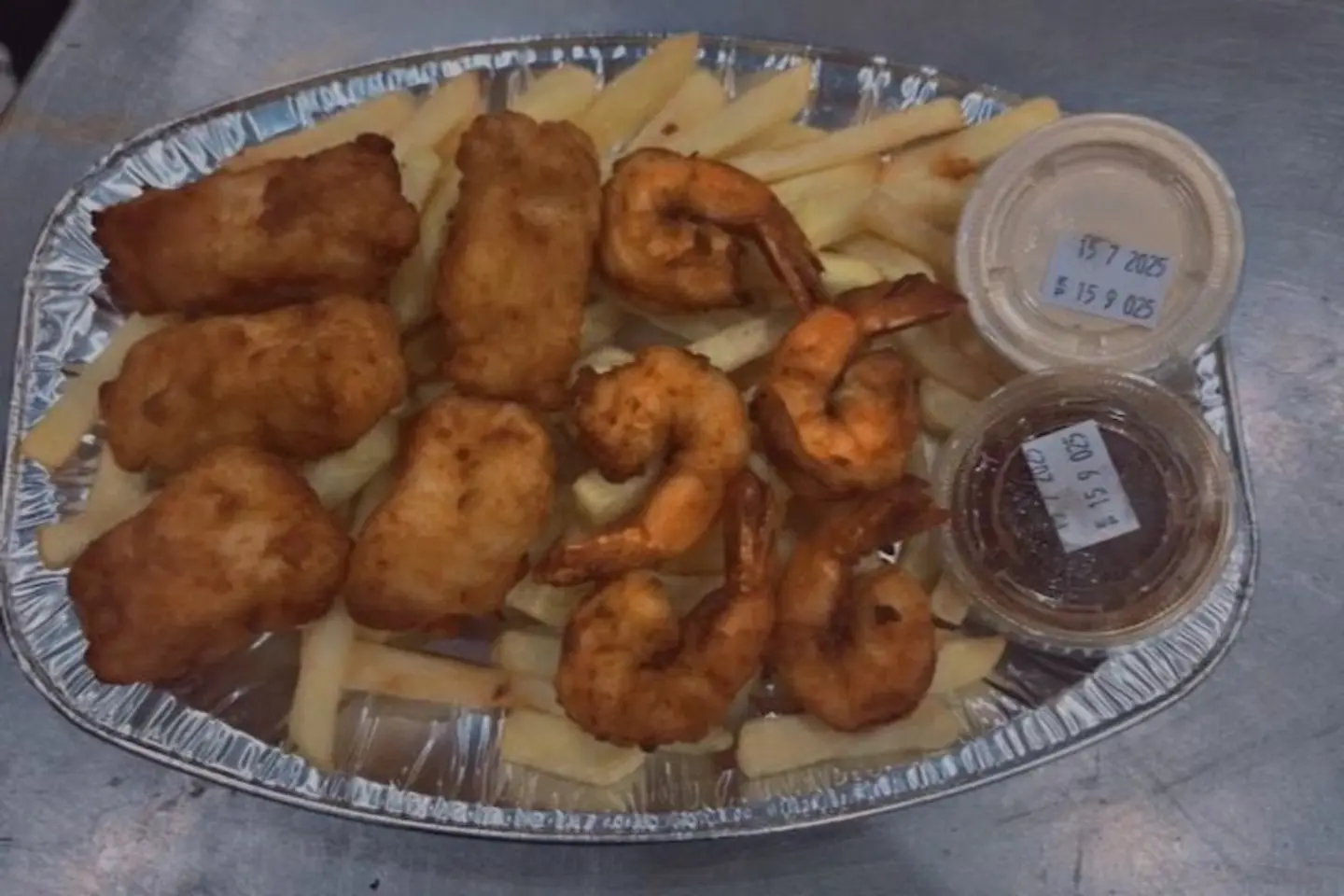 Mixed Fillet And Shrimp Meal With Potatoes