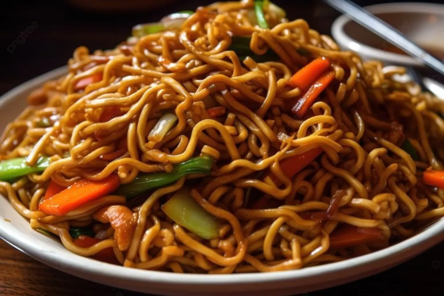 Noodles With Vegetables And Crispy Chicken