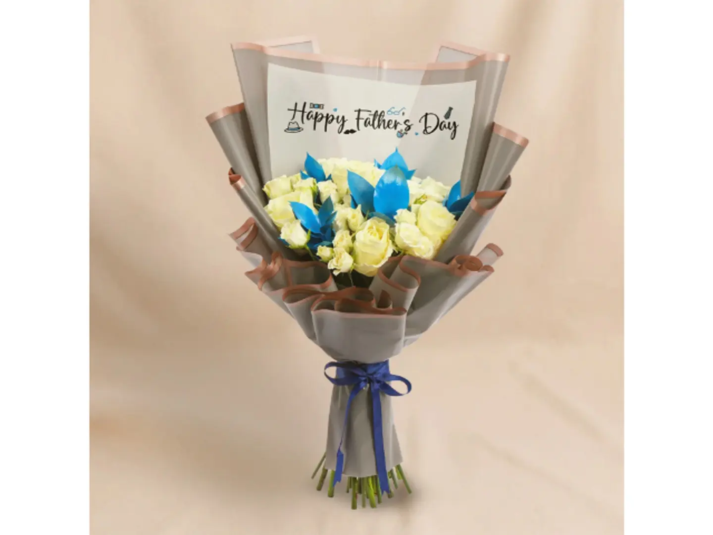 Happy Fathers Day Elegant White Roses Bouquet