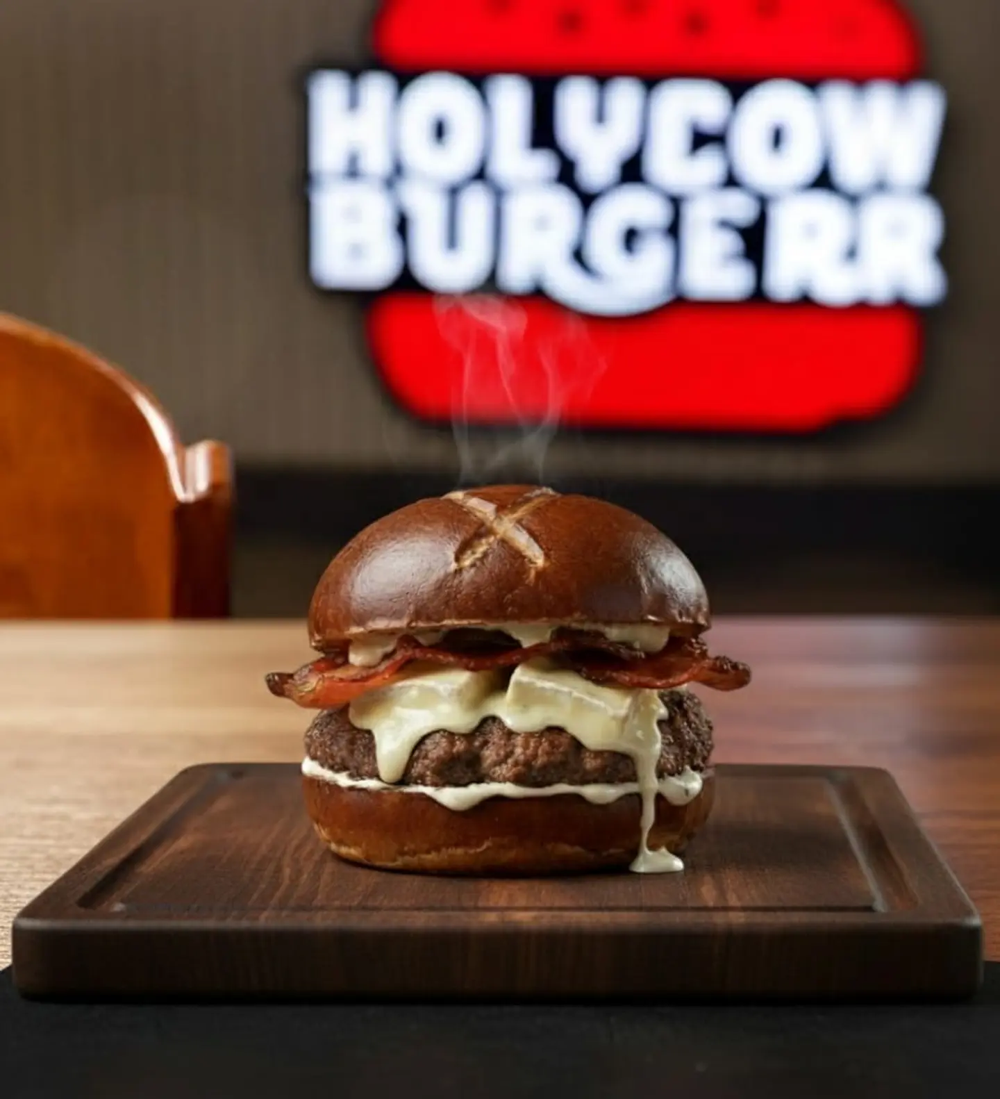 Brie N Bacon With Preztel Bun