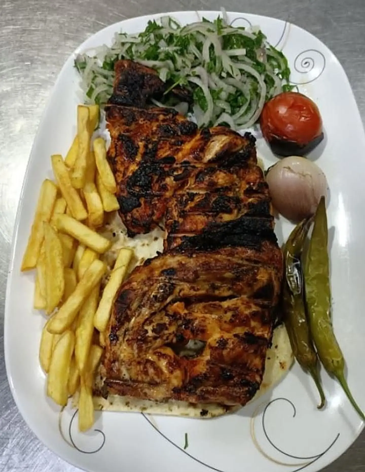 Half Chicken Grilled On Charcoal