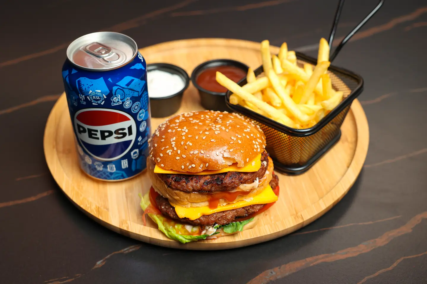 Double Grilled Beef Burger With Cheese Meal