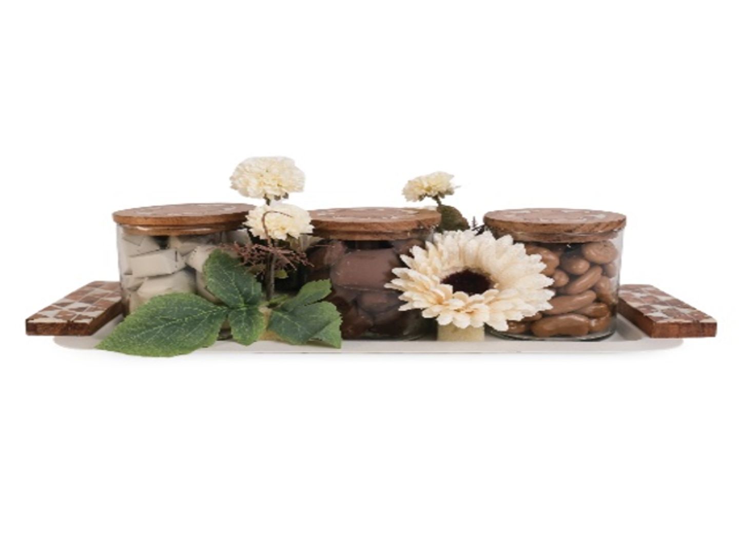 Rectangle Tray With Glass Jars