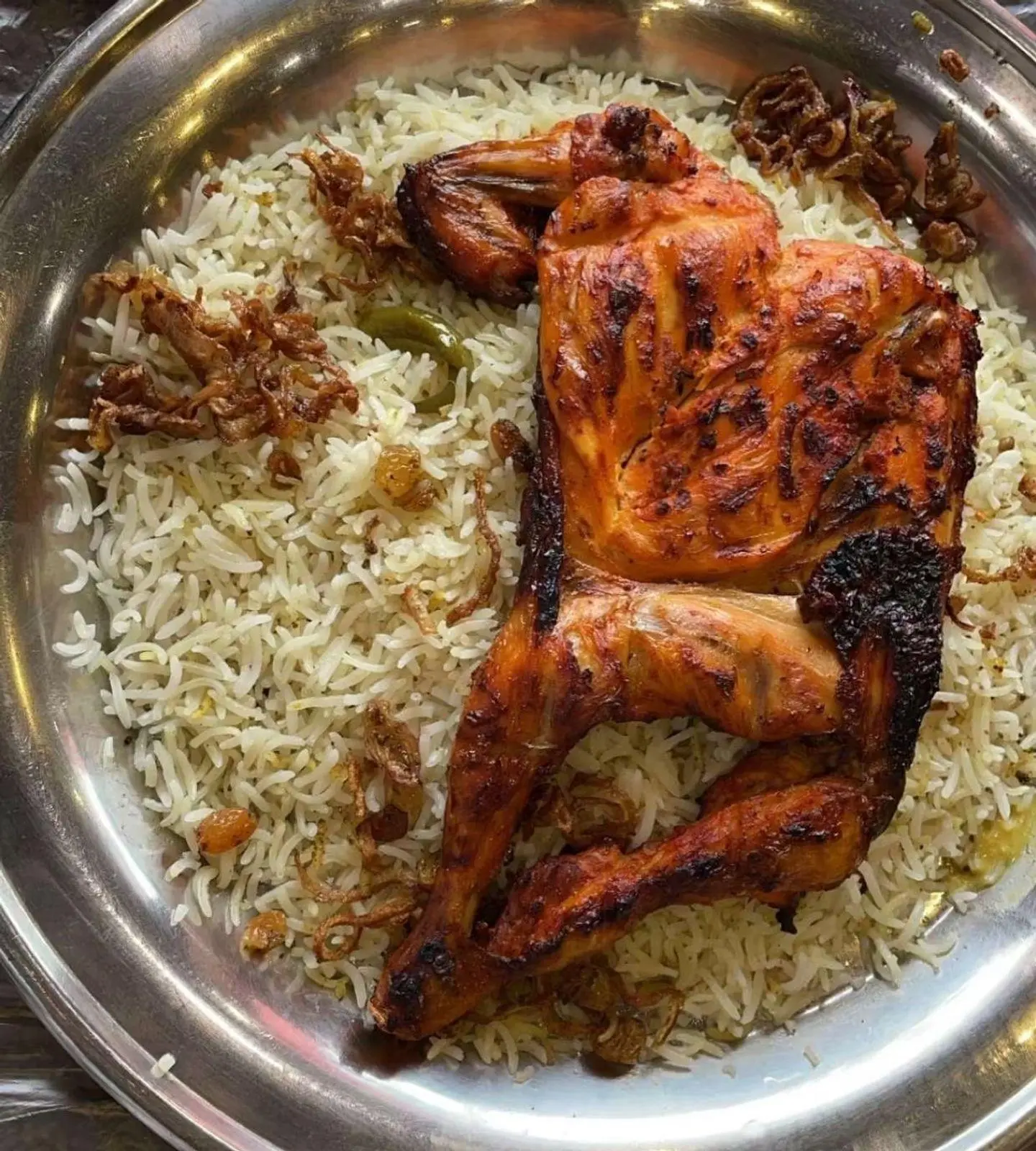 Half Charcoal Chicken With Bashawer Rice