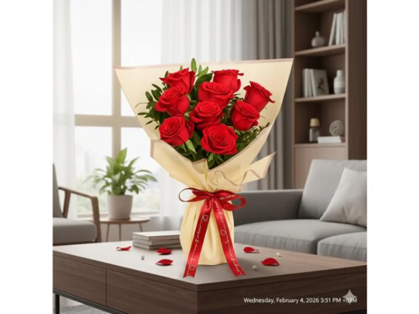 باقة زهور من 9 ورود حمراء ورود