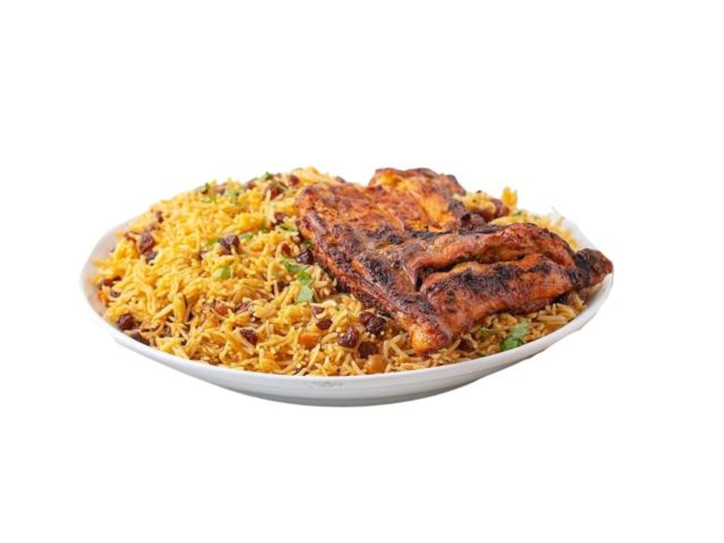 نص حبة دجاج على الفحم مع الأرز مع نصف دجاجة مجانية