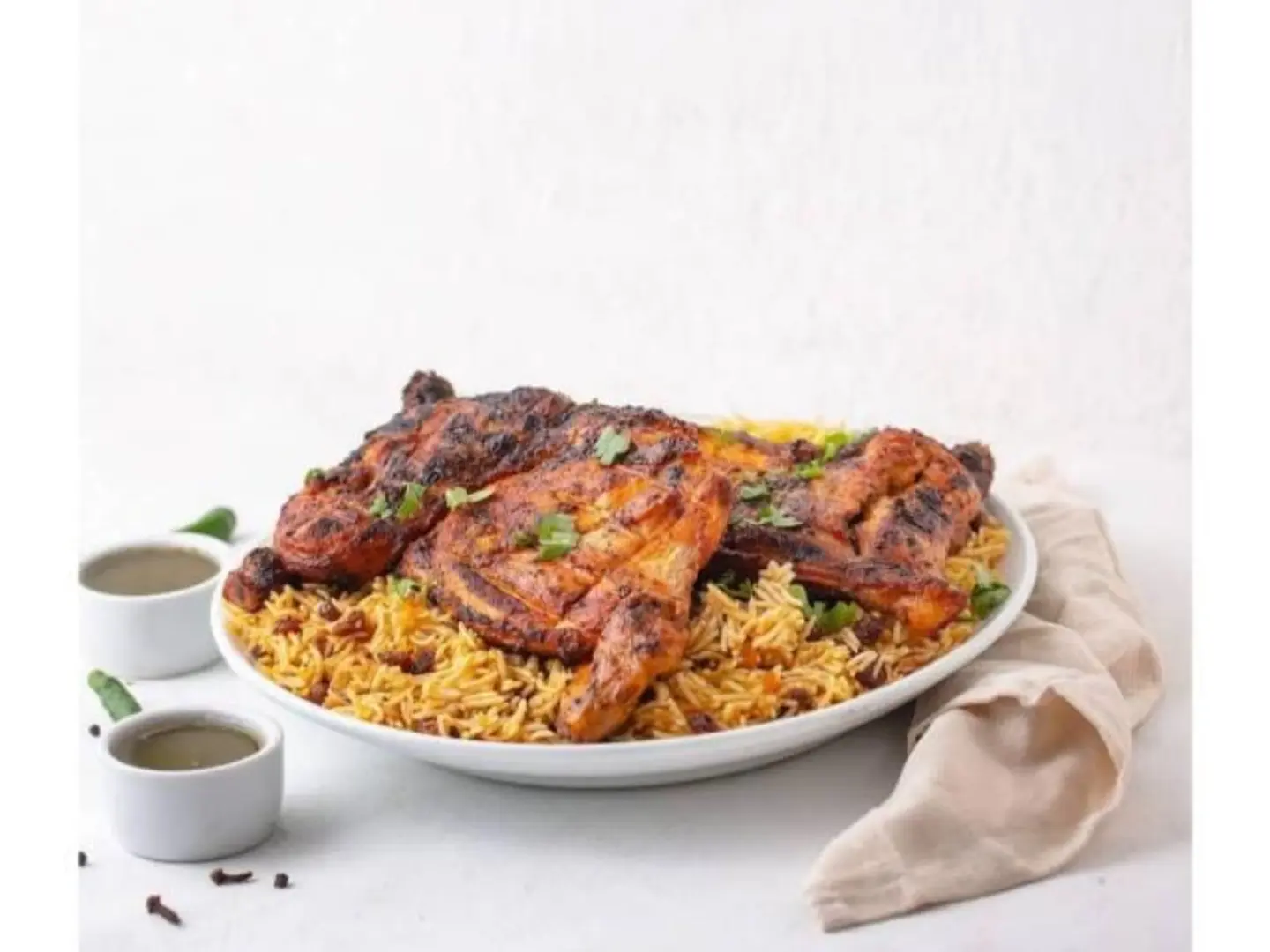 Half Charcoal Grilled Chicken With Bashawri Rice