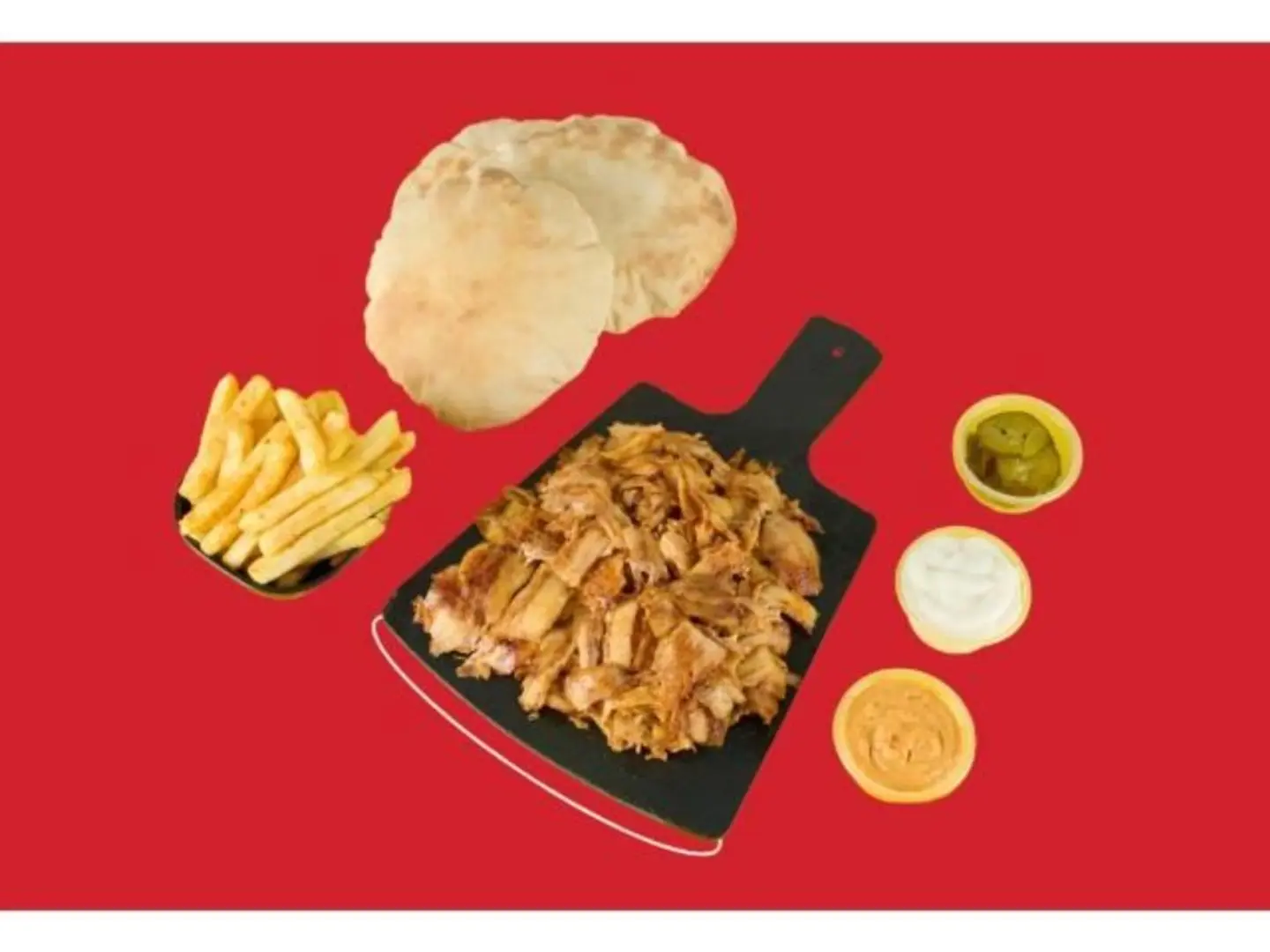 صحن شاورما دجاج مع بطاطس